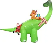 3M Inflatable Christmas Dinosaur with Santa and Gingerbread Man | 8 LED Lights | Outdoor Decor