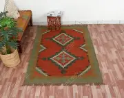 Wool Jute Traditional Kilim Rug, Indian Vintage Runner Rug Turkish Kilim Rugs