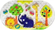 PTAPIPI Baby Bath Mat, Shower Mat, 39 cm x 69 cm, Non-Slip Shower Mats with Suction Cups, Machine Washable Bath Mat for Bathroom (Forest Zoo)