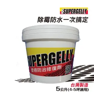 【SUPERGELLY】速補利壁癌防霉防水牆壁室內裝修塗料5公斤(修繕 修補 DIY系列 台灣製造)