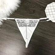 [FARZAH] Women Panties Female Underwear 3PCS/Set Sexy Custom Crystal Letters Name G-String Waist Chain Women Personalized Body Chain Lace Bikini Thong Beach Custom Jewelry Gift(WE04,NO Letters)