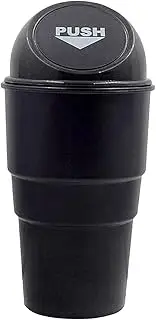 Folpus Automotive Cup Holder Trash Can, Mini Auto Car Rubbish Bin Holder with Lid Trash Garbage Wastebasket, Black, as described