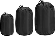 uxcell Stuff Sack 4x7/5x10/7x13, 3 Pcs Waterproof Outdoor Storage Sack Portable Drawstring Dust Flap Bag Sleeping Bag for Camping Hiking Backpacking, Black