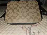 Coach Tech Organizer Zip Case Signature C GUNMETAL/KHAKI/BLACK NWT $198
