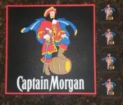 CAPTAIN MORGAN SPICED RUM SPILL MAT BAR MAT 13x13 & 4 RUBBER COASTERS SET NEW