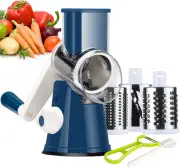 Rotary Cheese Grater Shredder - 3 Drum Blades Manual Slicer Grinder Vege Peeler