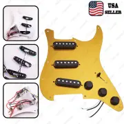Prewired-Loaded SSS Pickguard AlnicoV Pickups For ST Metal Orangish yellow&Black