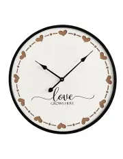 [Willow & Silk] Round Wooden 'Love Grows Here' Wall Clock 60cm in White