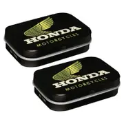 2PK Nostalgic Art 4x6cm Mint Box Metal Tin Honda MC Motorcycles Gold