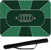 Professional Poker Mat 180 x 90 cm, 10 Player Portable Rubber Texas Hold'em Poker Table Top Layout w/Carrying Bag for Poker Games, Blackjack (Green)