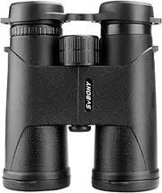 [SVBONY] SA202 10x42 Roof Prism Binocular for Adults with FMC Lens Neck Strap and Soft Carrying Case for Hunting Bird Watching Outdoor Sports (Black)