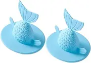 Bathroom Sink Drain Cover Blue Fishtail Design Sink Plug Anti-Slip Surface for Kitchen and Laundry Room