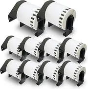 10 Rolls Brother-Compatible P-Touch DK-22212 62mm x 15.2m(2-3/7" x 50') Matte Continuous Length Film Tape with Refillable Cartridge