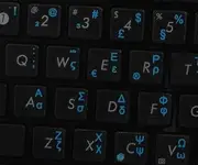 Qwerty Keys Greek Transparent Keyboard Stickers With WHITE Letters - Suitable for ANY Keyboard