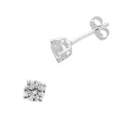 Bevilles Sterling Silver 5mm Cubic Zirconia Earrings Stud