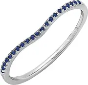 [Dazzlingrock Collection] Round Gemstone Ladies Anniversary Wedding Stackable Band, Available In 10K/14K/18K Gold