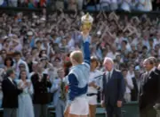 Boris Becker Of West Germany Celebrates With The Trophy 1985 Tennis Old Photo