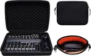 DR·AMIU Hard Case Compatible with Mackie Mix12FX 12-Channel Compact Mixer with Small Storage Bag, Travel Carrying Protective Case