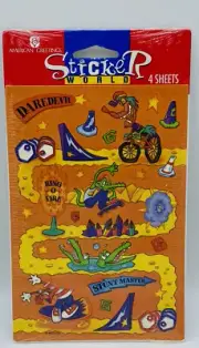 Vintage American Greetings Sticker World Daredevil Stunts Stickers 4 Sheets New