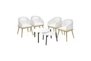 Livsip 6PCS Outdoor Patio Setting Bistro Set Lounge Furniture White Table Sets