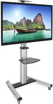 Mobile TV Stand for Flat Screen Televisions, Height Adjustable Rolling TV Car...