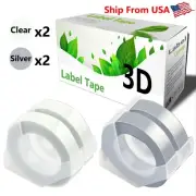 (2Clear+2Silver) LabelTape 3D Fit For Dymo 20008 1540 Dymo 15447