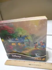 Mickey Minnie Puzzle Sweetheart Bridge Disney Thomas Kinkade 750 pc NEW & poster