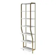 CosmoLiving by Cosmopolitan Gwyneth Closet Shelves in White Faux Marble & Bronze