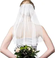 [Vicenpal] Bachelorette Veil Bridal Veil with Comb Wedding Veils for Brides White Short Veil for Bachelorette Party
