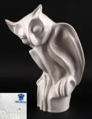 9942130 Porcelain Figurine Wagner&apel Stylized Owl White Height 24cm