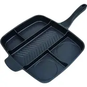 15" Non-stick Grill Pan Cast Aluminium Steak Skillet BBQ Frying Cookware Kitchen