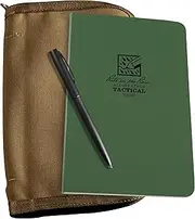 Rite in the Rain Weatherproof Tactical Field Kit: Tan CORDURA® Fabric Cover, 4.625" x 7.25" Green Tactical Notebook, and Weatherproof Pen (No. 980-KIT)