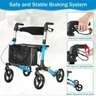Lightweight Aluminium Folding Rollator Walker Walking Mobility Aid With 4 Wheels