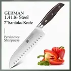 Full Tang Santoku Knife Stainless Steel Wood Handle Chef Slicing Beef Cut Gyuto