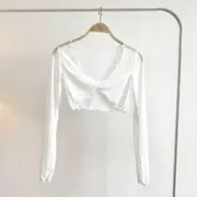 Balletcore Long-Sleeve Plain Mesh Top White - One Size