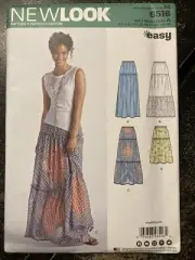 New Look Sewing Pattern 6516 Womens 6-18 Ruffle Skirt Elastic Waist Pull on EASY