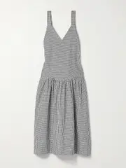 [Proenza Schouler White Label] Proenza Schouler White Label - Sasha Ruffled Gingham Cotton And Linen-blend Midi Dress - Multi - US4 US 4 Multi