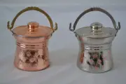 Traditional Yogurt Maker Pot, Turkish Flower Engraved Yogurt Bucket with Lid