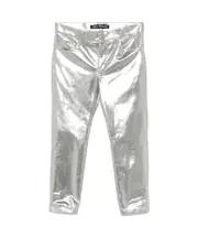 metallic trousers S silver-tone