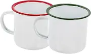 Mipcase 2Pcs Enamel Cup Extra Coffee Mug for Tea Wine Durable Household Mugs with Edges Easy to Clean Water Cups for Friends