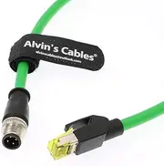 Alvin's Cables M12 4 Pin to RJ45 Industrial Ethernet Cable 4 Position D Coded Network Cord CAT5 Shielded Cable 1M 20 Meter