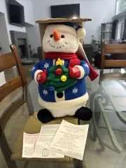 Vtg Bobbing Snowman Christmas Musical Dancing 14” Plush Fine Toy Co Ltd