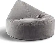 Bean Bag Chair (No Filler) Corduroy Bean Bag Cover Beanbag Sofa Pouf Salon Teardrop Bean Bag Chair Cover Or Adults Washable Soft Cozy Cover for Living Room, Bedroom(Gray)
