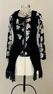 Betsey Johnson Fuzzy Vest With Bone Closure Osfa NWT