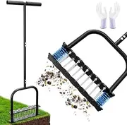 Vtizikl Manual Lawn Aerator & Scarifier Tool - 14x2.68 Solid Steel Spikes, Padded T-Handle & Auto Clean Design | Heavy Duty Garden Tool for Lawn Care, Soil Aeration & Yard Maintenance 2025