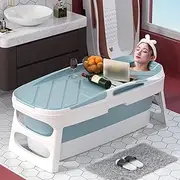 CHUCII Portable Foldable Bathtub for Adults, 113cm Spa Folding Bathtub Freestanding Bath Bucket, Big Capacity Tubs for Both Hot & Ice Baths, Non-Slip Double Drain Children Adult Soaking Tub