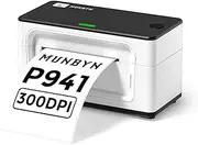 MUNBYN Thermal Label Printer 300DPI, 4x6 inch USB Shipping Label Printer for Shipping Packages, Thermal Printer 941 for Shipping Labels with USPS Shopify, One-Click Setup for Windows Mac