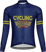 [Luisbibe] Okayest Super Dad Men's Cycling Jersey Long Sleeve Bike Shirts