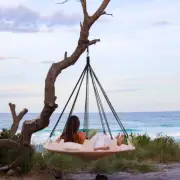 150cm Adult Outdoor Hangout Kids Hanging Nest Sensory Swing in Beige Colour!