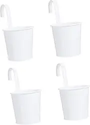 CLISPEED Hanging Flower Pots Set 4pcs Fencing Flower Baskets Garden Hanging Buckets for Balcony